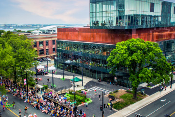 Pride parade during HFX Pride in front of the Central Library.