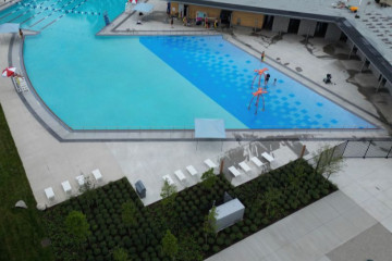 An aerial view of the Halifax Common outdoor pool 