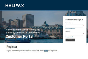 A screenshot of the halifax.ca permitting portal.