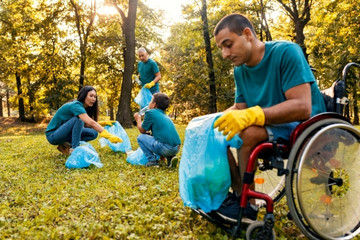Alt text: A graphic of residents picking up garbage in a local park.