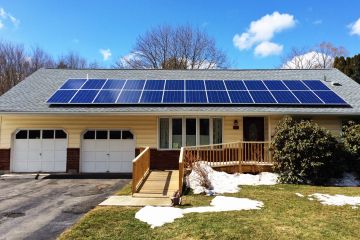 House with solar collectors on the roof