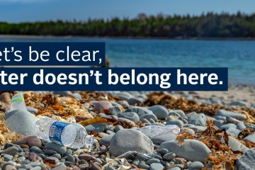 Plastic water bottle on the beach.