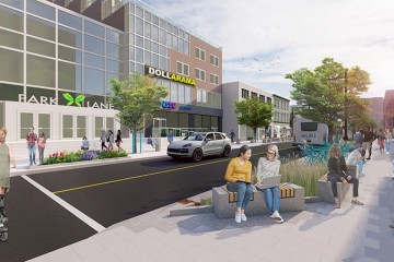 A render shows the future Spring Garden Road. Park Lane Mall can be seen in the background. 
