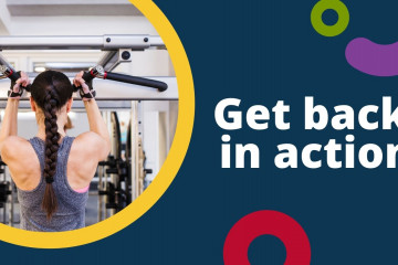 A women using a pull up machine at a fitness centre with her back to the camera