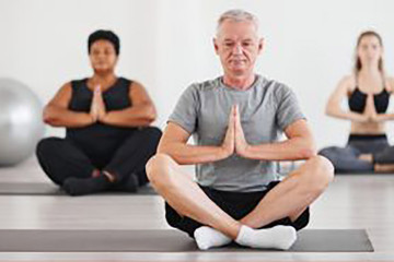 Participants in a yoga class