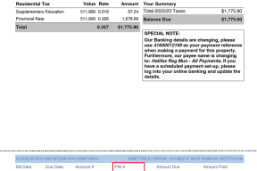 Property Tax Bill example