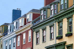 a row of colourful houses in Halifax
