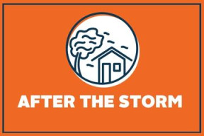 orange graphic with text that reads After the Storm