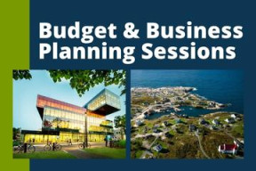 Budget & Business Planning Sessions in white text on a blue background