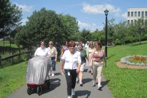 Walkers on the Dartmouth Harbourfront trail