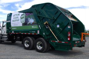 Photograph of a municipal garbage truck.