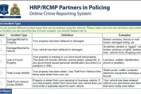 Picture of the Halifax Regional Police online crime reporting system landing page
