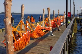 Orange hammocks on the Halifax Waterfront