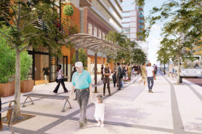 A render of the future transit hub on Barrington Street.