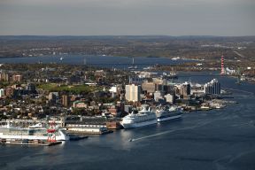 Aerial shot of the Halifax harbour