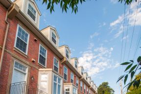 A row of townhouses on Brunswick Street on a sunny summer day
