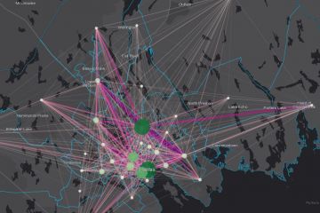 Map showing where commuters start and finish their commute to work