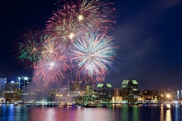 An image of fireworks over the Halifax Harbour. 