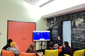 Youth are playing a video game